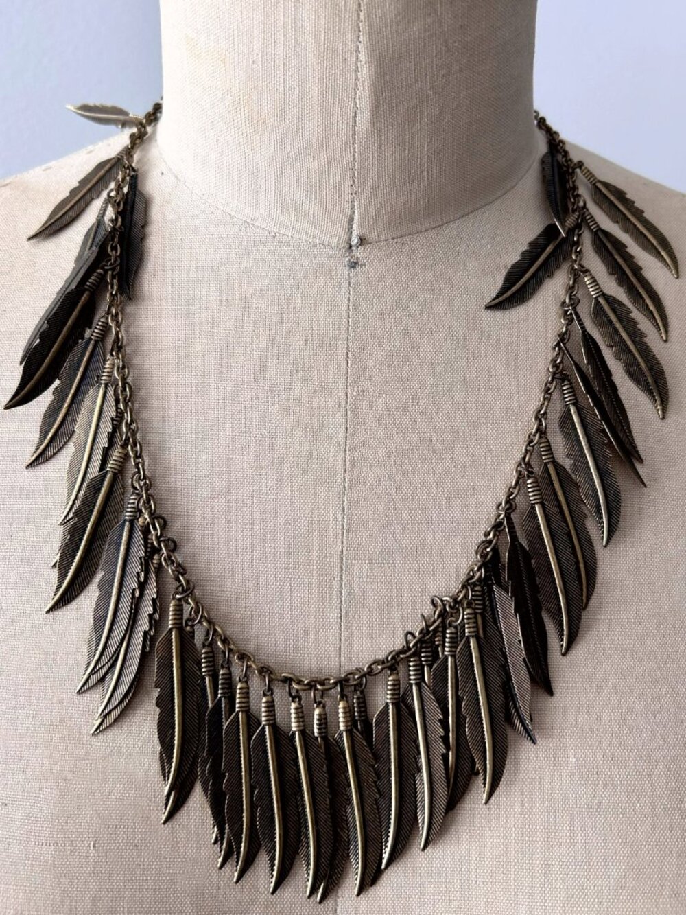 Rustic Feather Chain Necklace